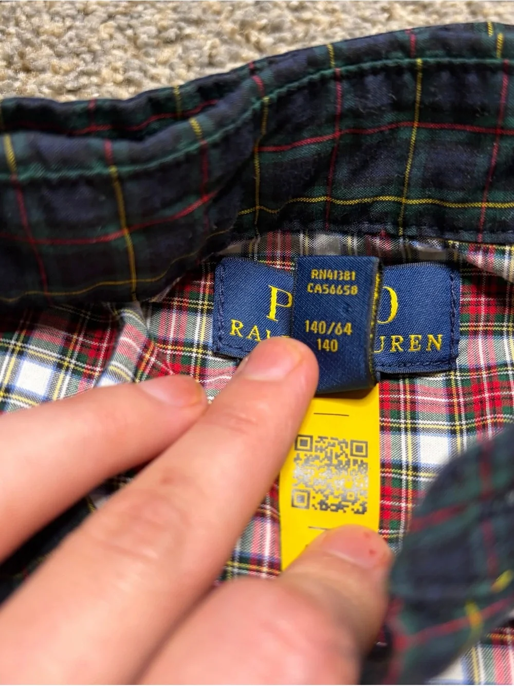 Polo Ralph Lauren girls mixed patchwork button down shirt dress plaid retro size